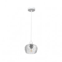 Distribuidor - Lâmpadas Diversas | Lâmpadas Modernas | COLGANTE ESTELA 1XE27 BLANCO REGX13X13 CM C/TULIPA CRISTAL TALLADO TRANSPARENTE Ref: 196891001